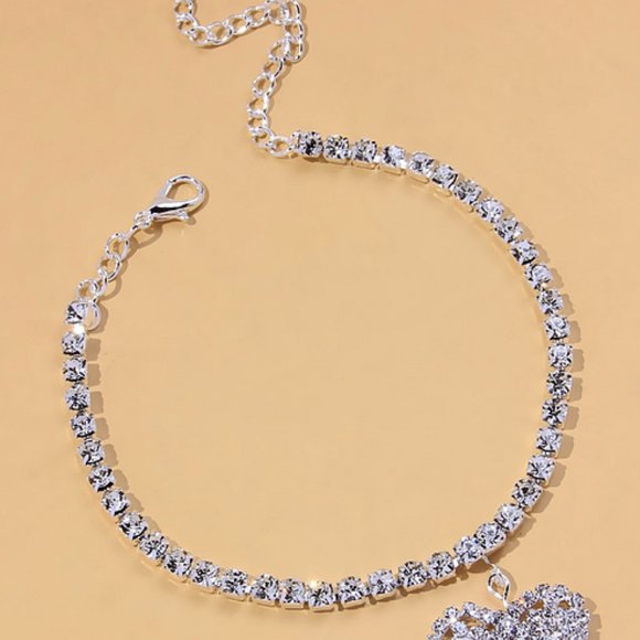 Gold Rhinestone Heart Anklet sexy summer ankle bracelet foot jewelry bling hot - Picture 3 of 4